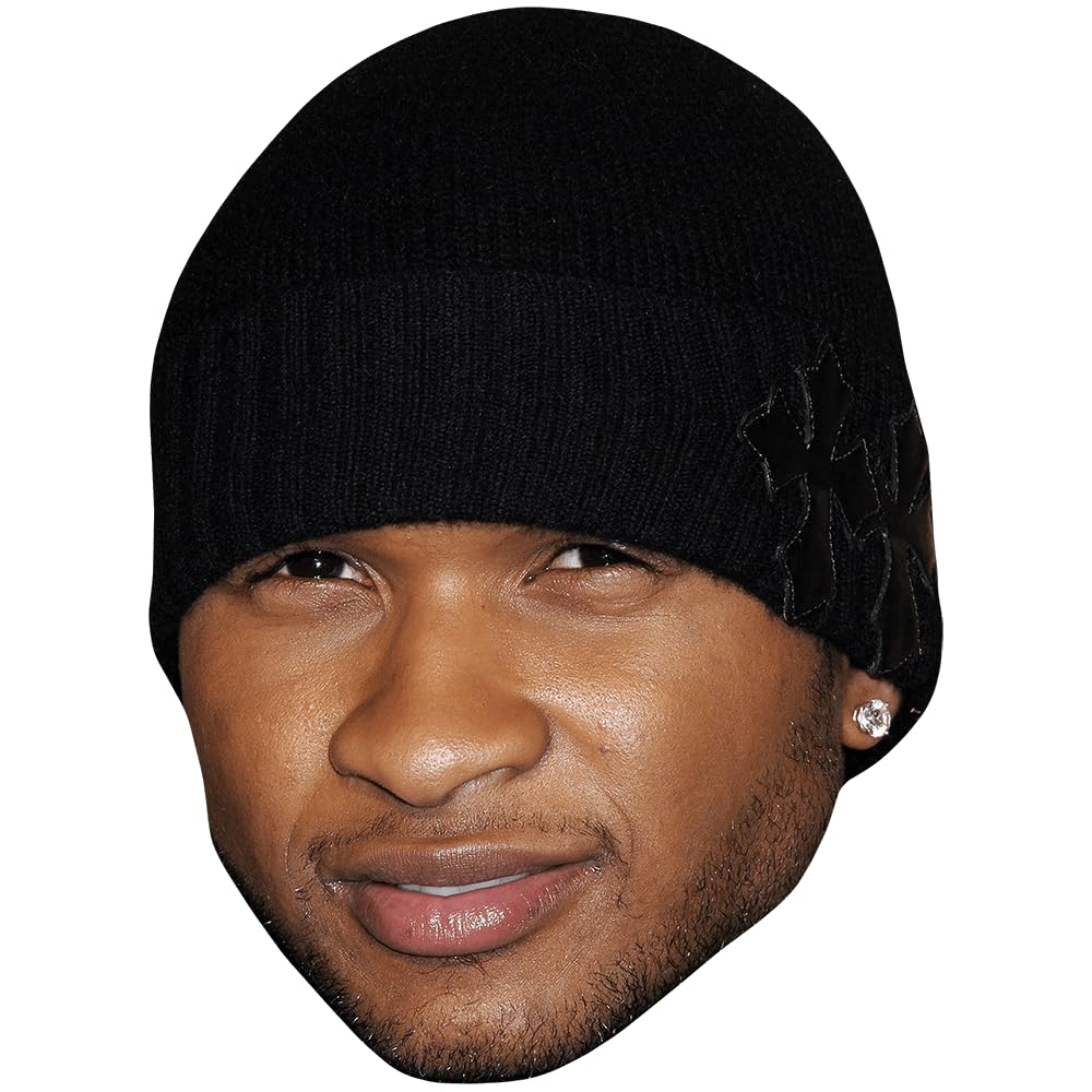 Celebrity Cutouts Lifelike Usher (Beanie) Celebrity Mask, Flat Card Face, Fancy Dress Mask