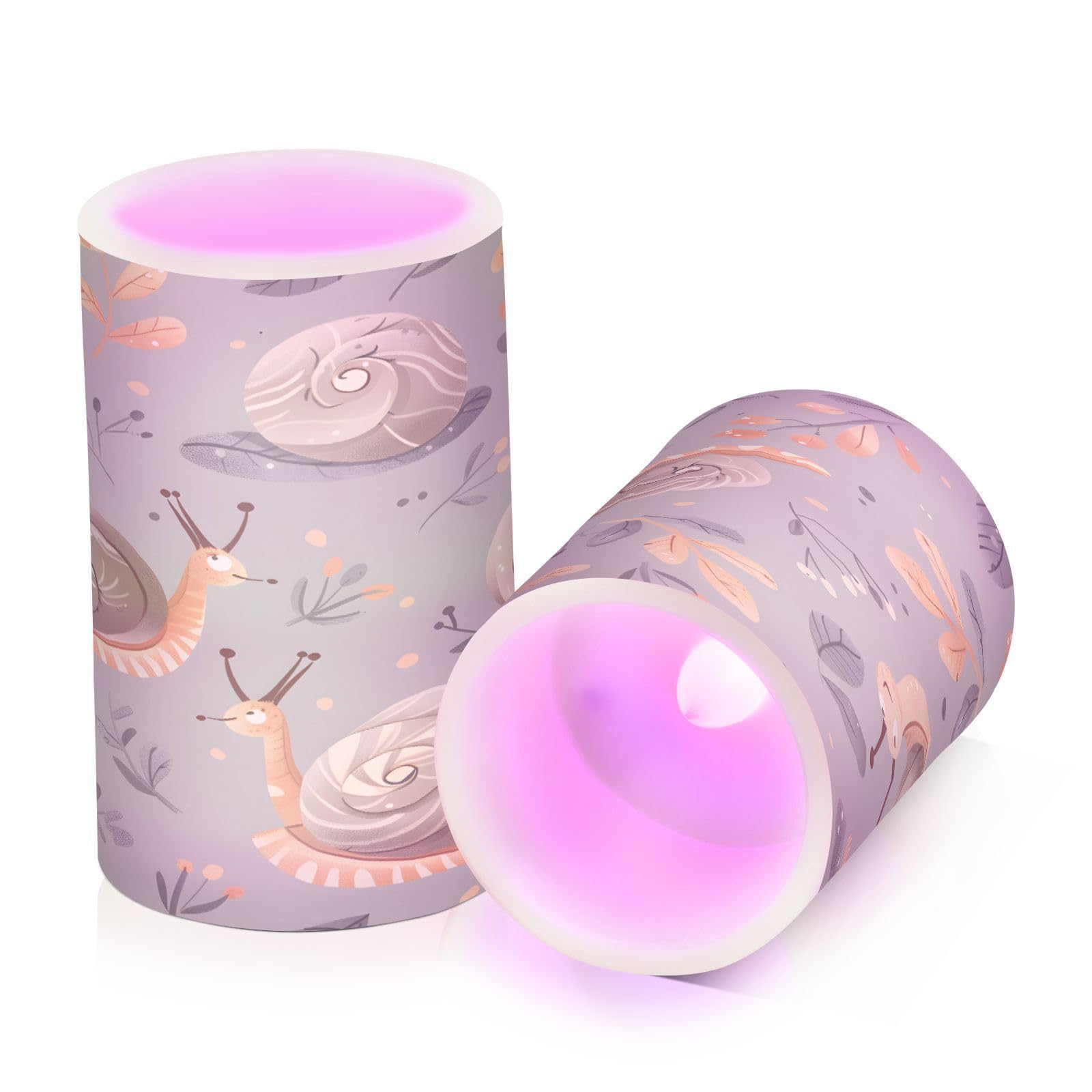 Lavender Flower Mauve Flameless LED Pillar Candles Set – Battery Operated With Remote & Timer, 2 Pack (3"x5" & 3"x4"), Indoor/Outdoor