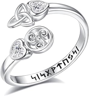 Vito 925 Sterling Silver Adjustable Open Ring for Women, Lotus Sunflower Snake Spoon Band