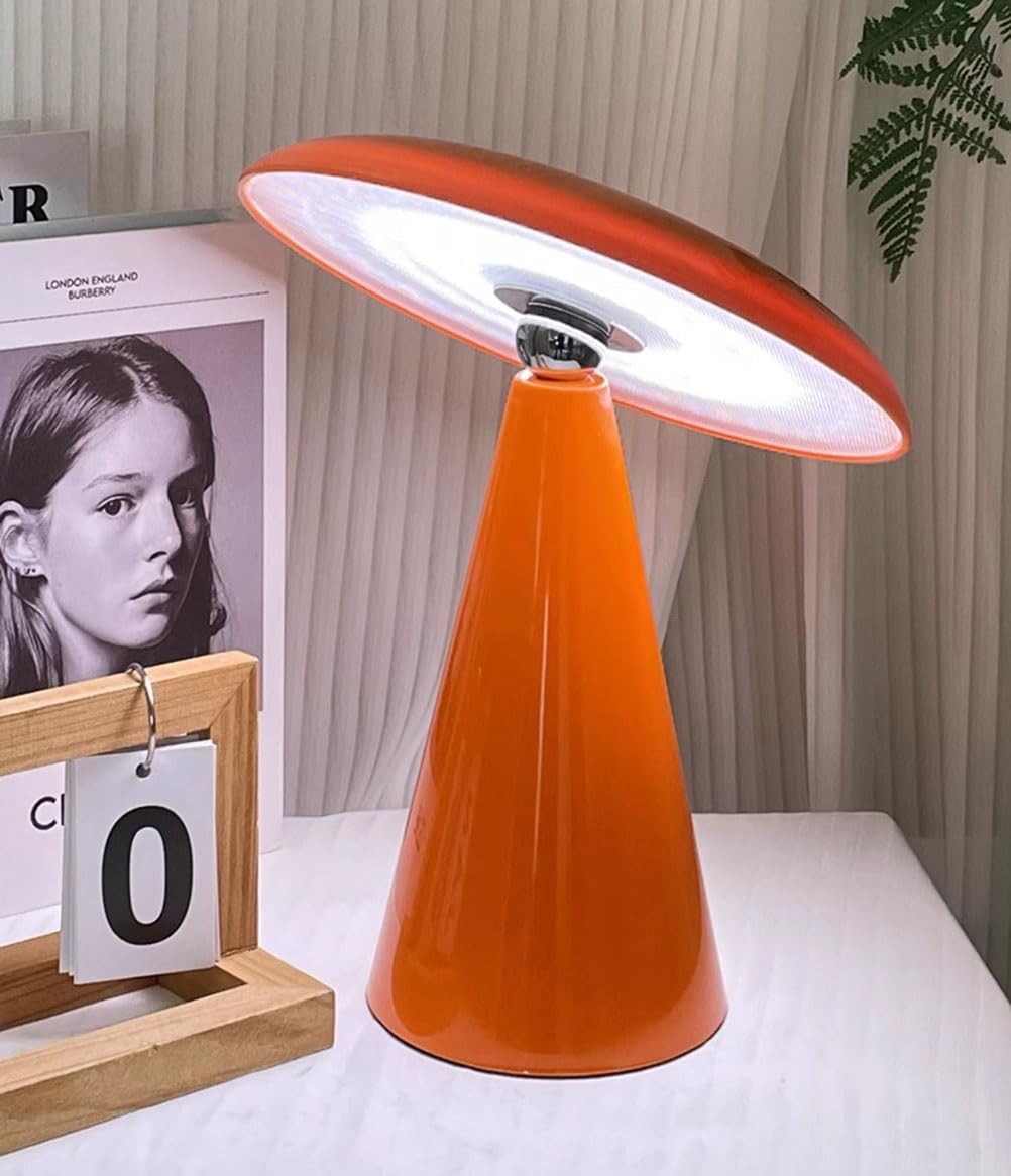 Paddenstoellamp, bedlampje met klok, touch-dimbaar, 3600 mAh batterij