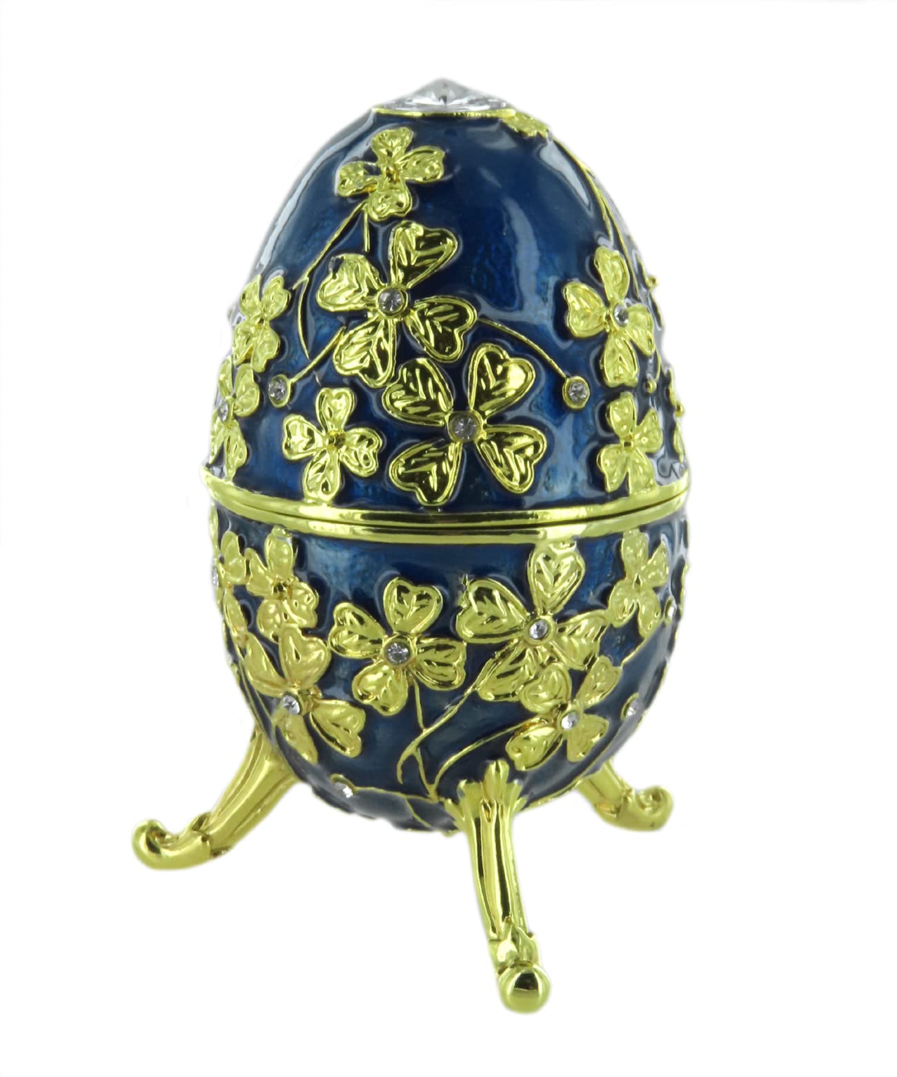 Lutèce Créations Musikalisches Ei/Schmuckei im Fabergé-Stil aus Metall mit Spieluhr, Vergoldungen, Strasssteinen und 18-Ton-Federspielwerk - Amazing Grace