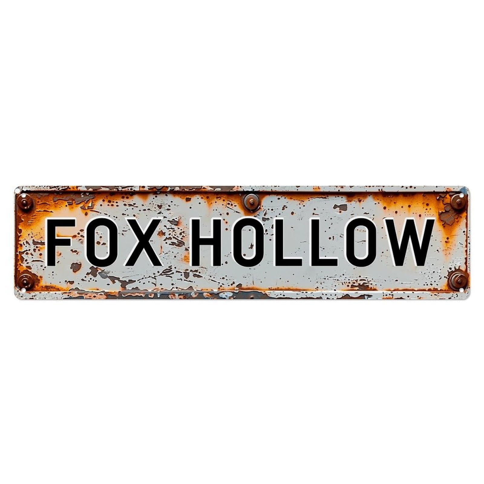 Fox Hollow Rusty Plate Metal Tin Sign Plaque