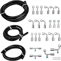 FQRANBO 25PCS Universal AC Hose & Fitting Kit - 6.5ft #6 #8 #10 Hoses, Straight/90° Fittings for Vehicles, Trucks & Home AC Systems