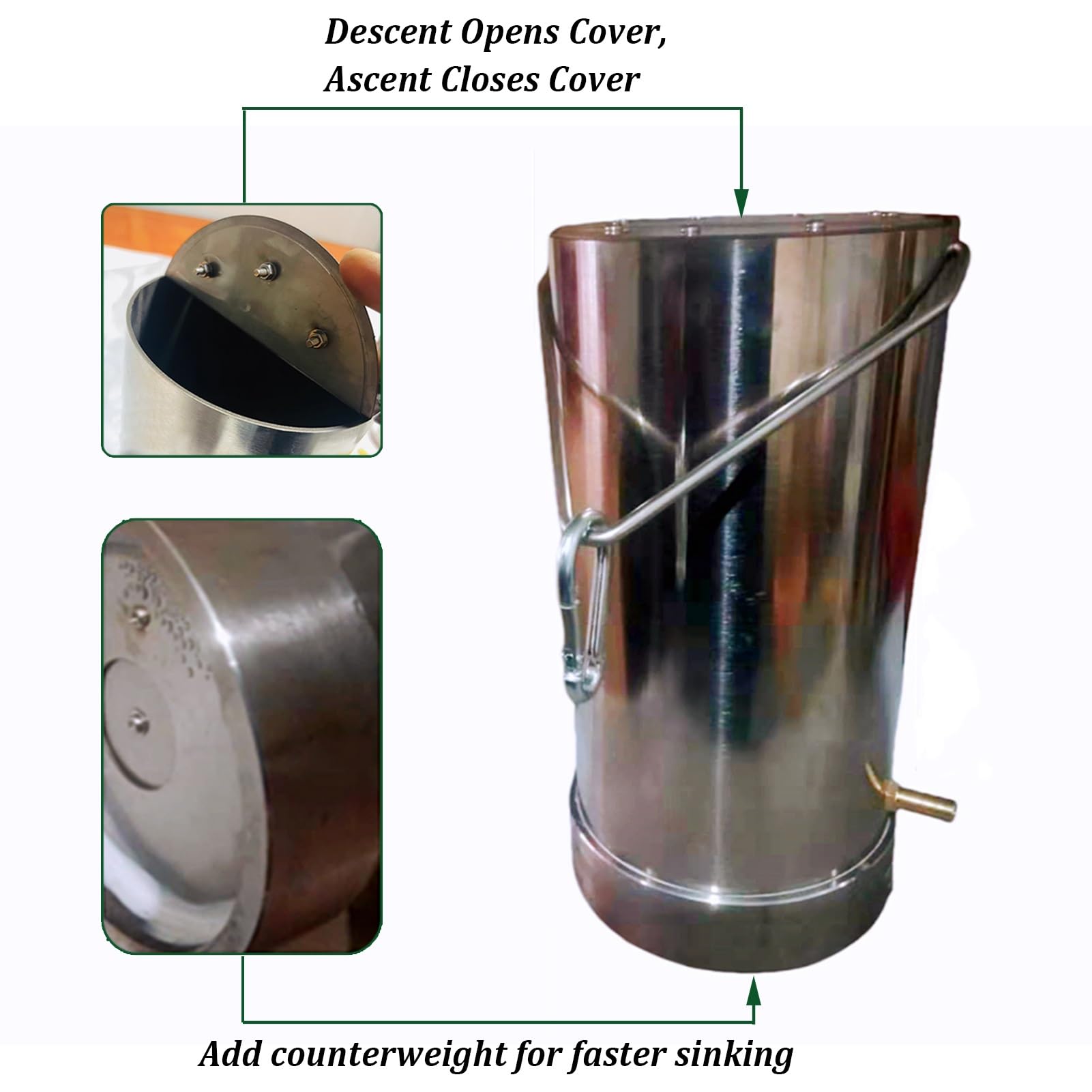 Campionatore d'acqua da 4 l, tazza ponderata per raccolta di liquidi per pozzetti, stagni, laghi e fiumi, kit di campionamento durevole