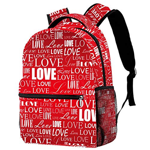Sac à dos décontracté pour filles et garçons à motif cœur rose