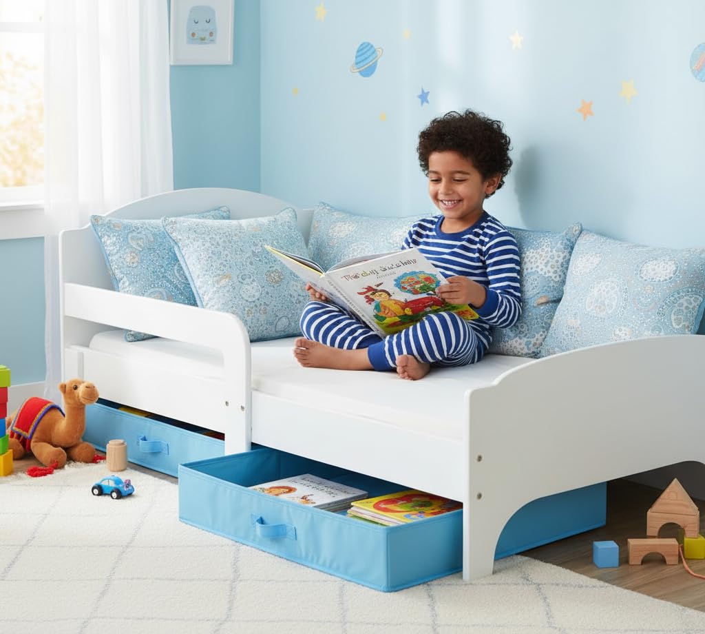 Leomark Moderne Lit d'Enfant 140x70 cm Avec Tiroir et Matelas 2 Pièces