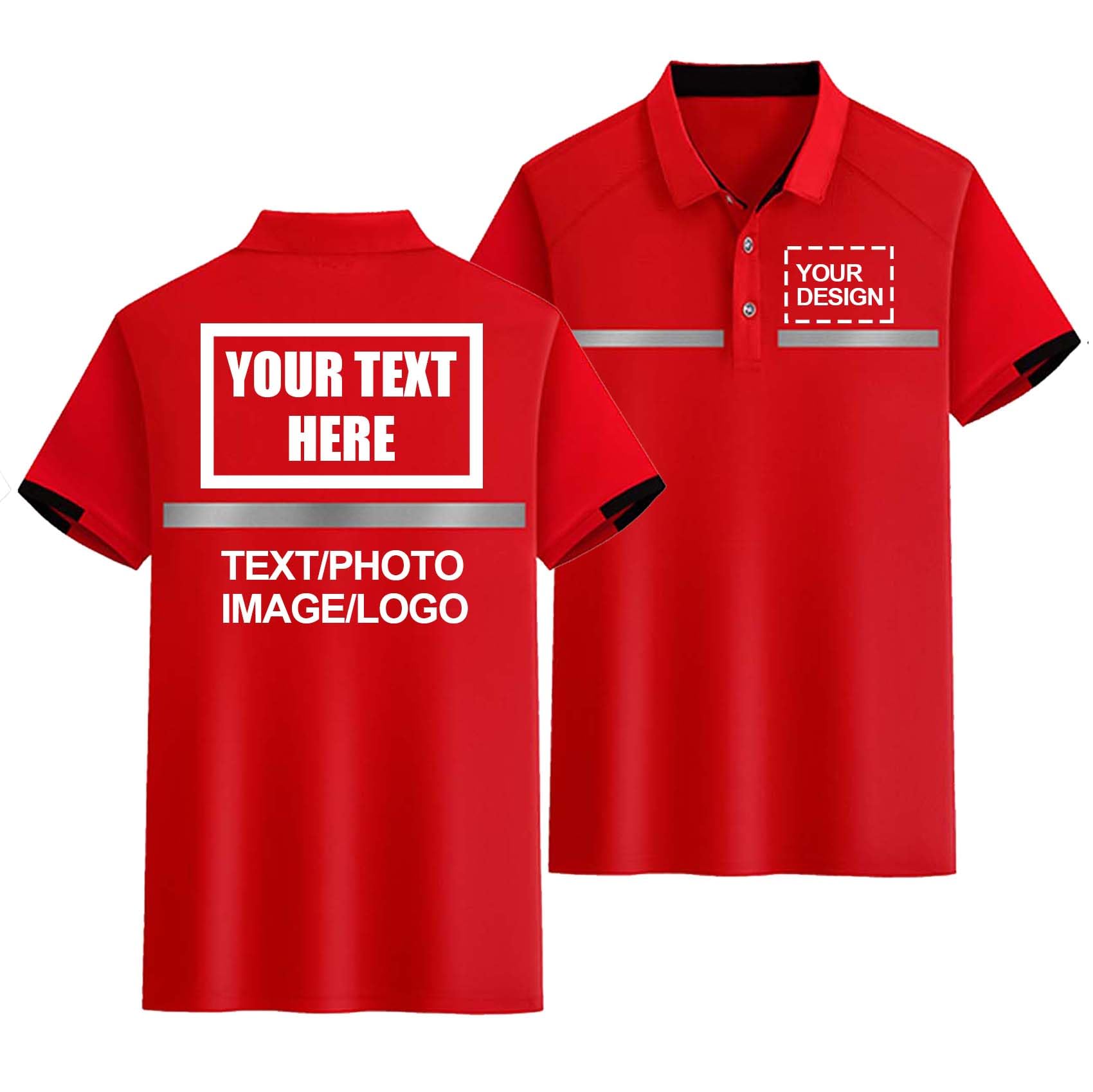 Polo de Golf Personalizado Alta Visibilidad Hombre Mujer con Logotipo Personalizado Texto Foto Ropa Trabajo Camisetas Reflectantes de Manga Corta para Personal de Trabajo