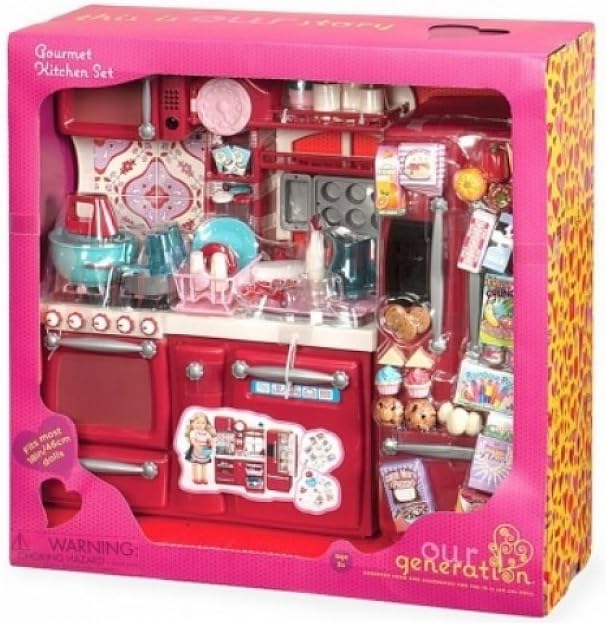 Our Generation BD37086A Kitchen Set Doll Accessories, for 36 months +, Red