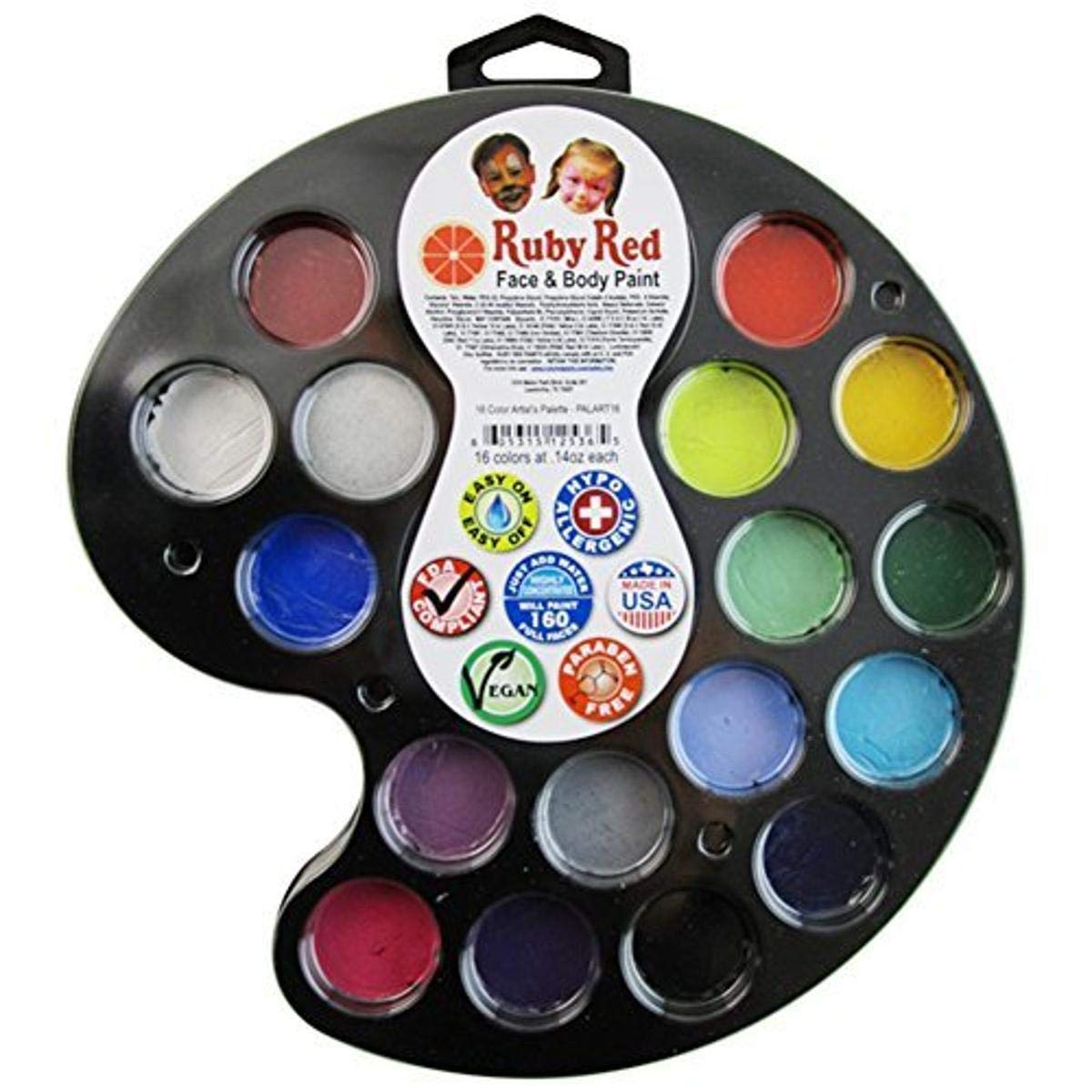 Ruby Red Paint Face Paint, 2ML X 16 Colors - Artist Palette (PALART16)