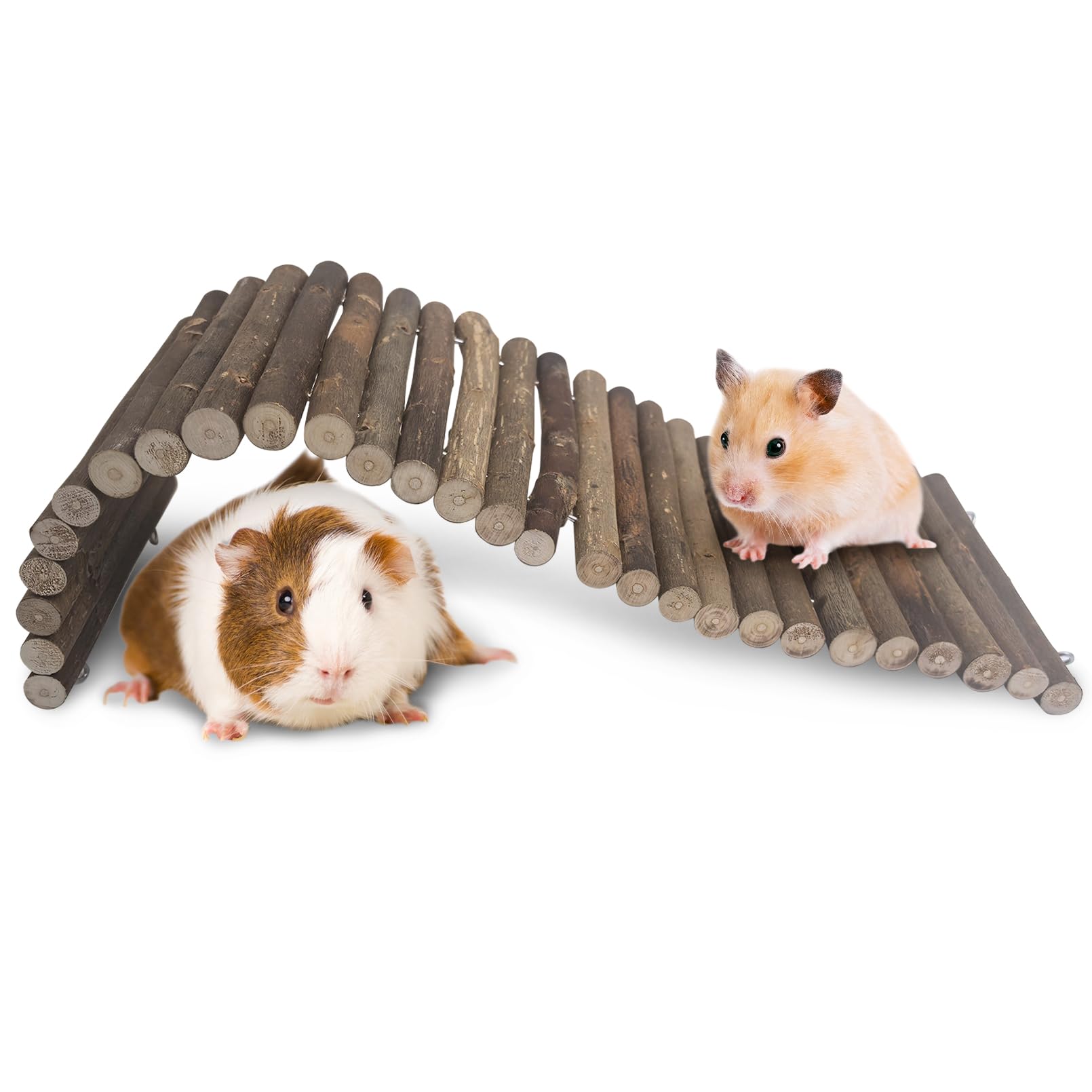 Photo 1 of Hamiledyi Natural Wood Hamster Bridge, Bendable Climbing Ladder Small Animal Cage Accessories for Dwarf Hamster, Gerbils, Mice, Sugar Glider (15.7×5.9 in)