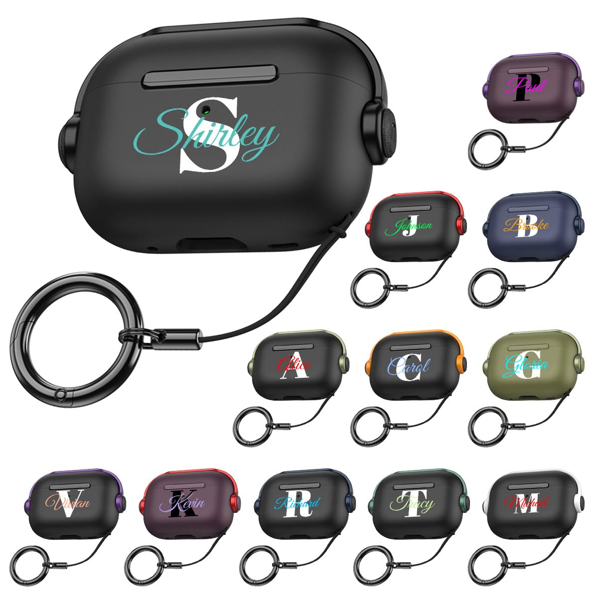 Klsify Custom Name Letters Case for AirPods Series 1/2/3/4 Gen & AirPods Pro 1st/2nd Generation Initial Monogram Signature Personalized Earbuds Cover