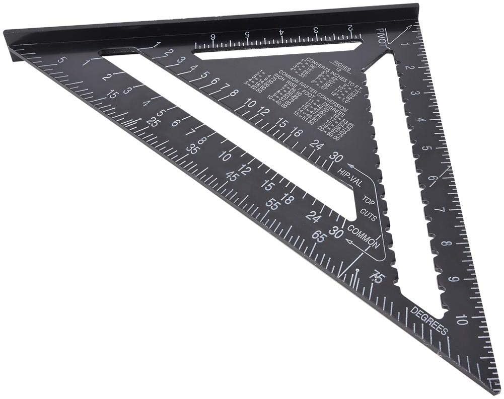 12インチ プロフェッショナル 読みやすい アルミニウム 直角 三角定規 耐分度器 木工ツール ブラック (アルミニウム)