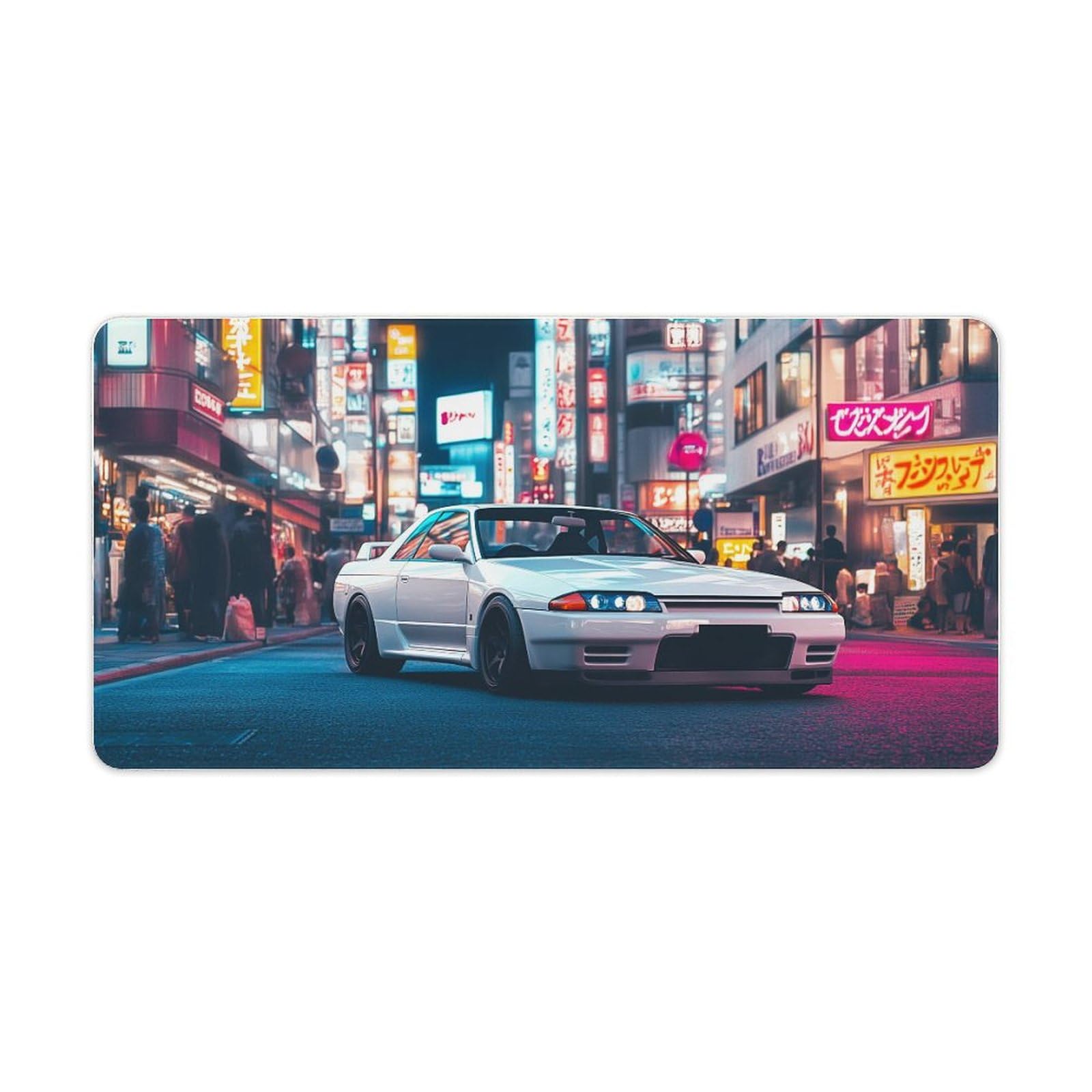 JDM Japanese Car Gaming Mouse Pad - Large Extended Desk Mat with Drifting Art, Non-Slip, Water-Resistant, Stitched Edges, 30x60cm (11.8x23.6in)