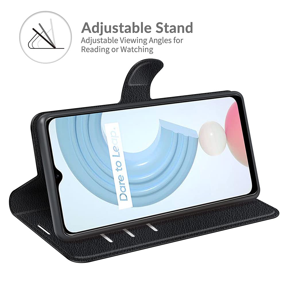 Custodia A Libro Betterfon Per Realme C21Y / C25Y - Fiore Blu - Portafoglio Con Supporto E Calamita