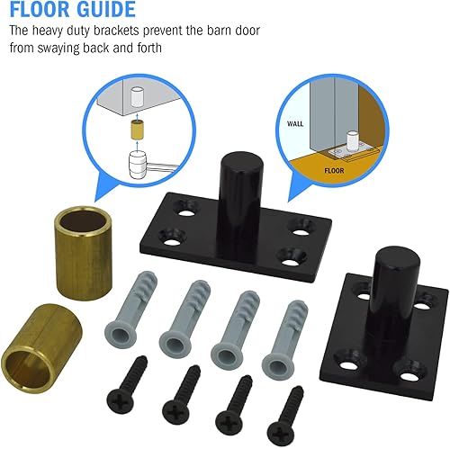Miniatura 7 de Nuk3y - Kit de herrajes para puerta corredera de granero, color negro (riel de 51-58 pulgadas)