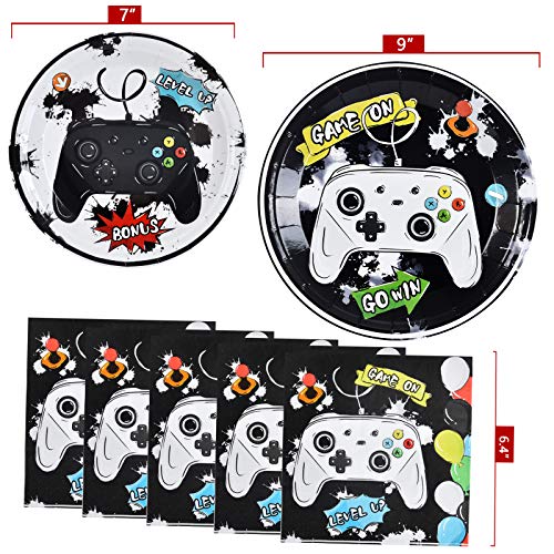 Wernnsai Watercolor Video Game Party Plates And Napkins - Gaming Birthday Party Supplies For Boys Game Lovers Disposable Dinner Dessert Cake Paper Plates Lunch Napkins Serves 16 Guests 48 Pcs #TOP1