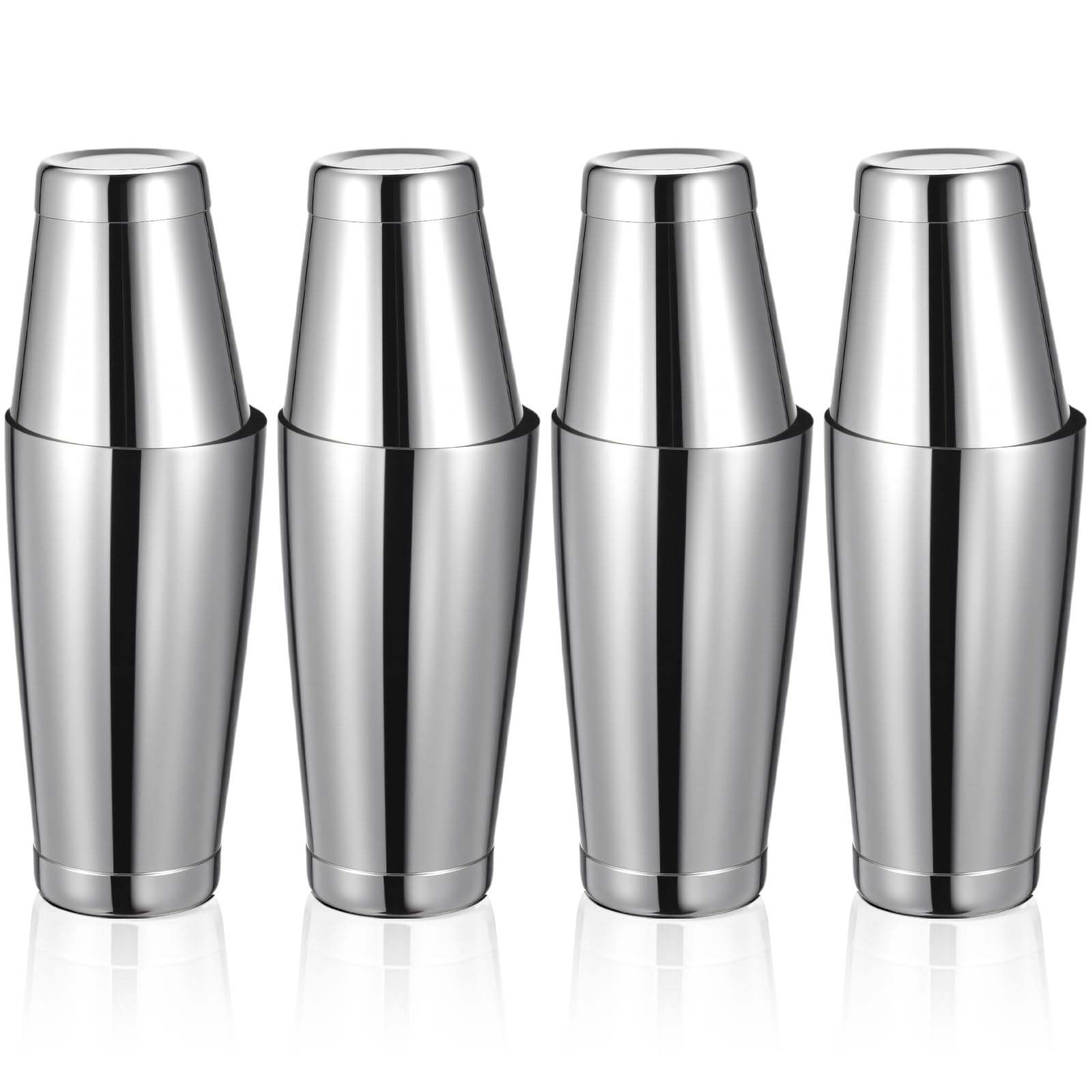 JJUNW Boston Lot de 8 shakers à cocktail professionnels en acier inoxydable avec shaker de 532 ml et 710 ml (argenté)