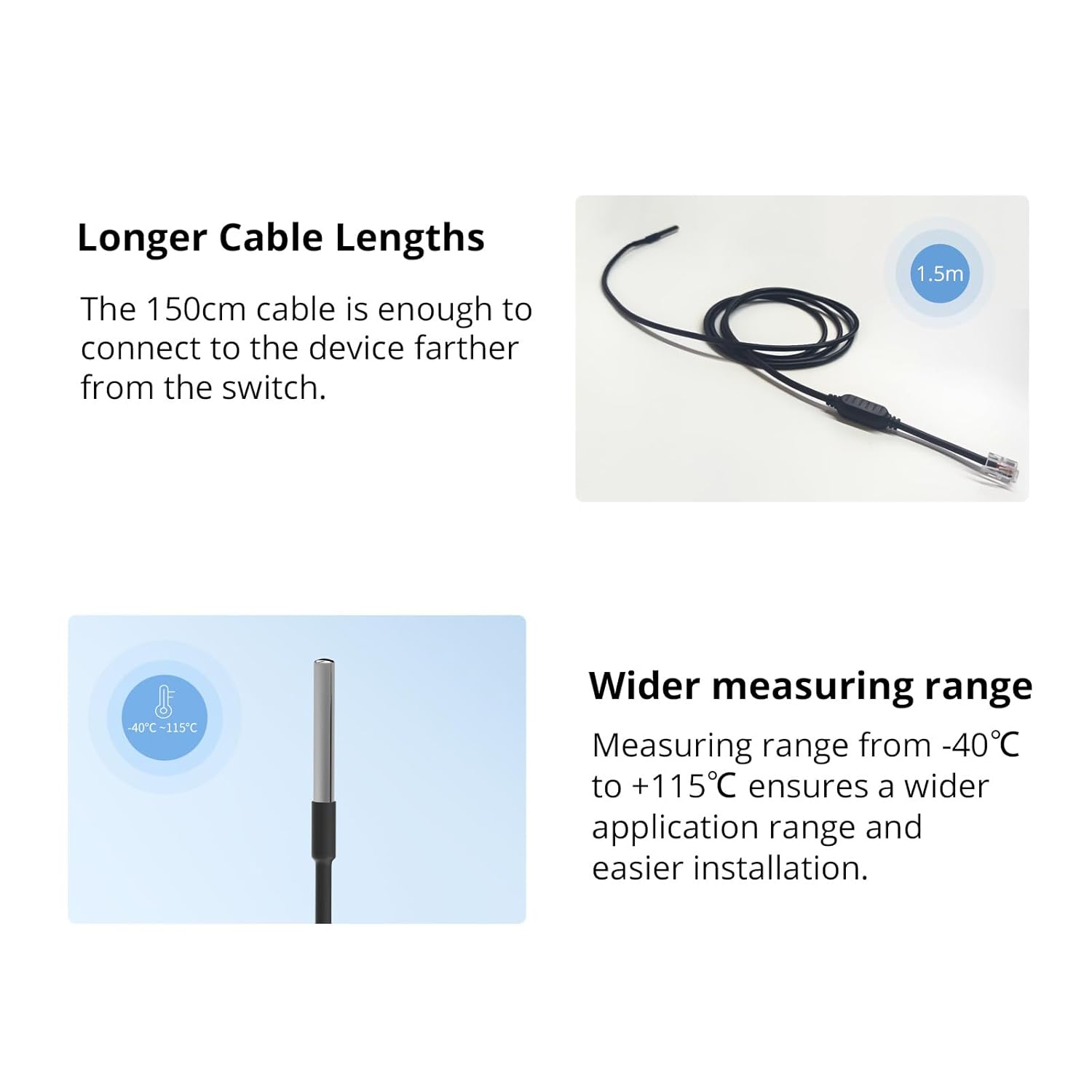 SONOFF WTS01 cable length and measuring range