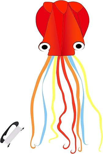 Cometas grandes de pulpo, cometas de playa fáciles de volar para adultos y niños, actividades de juego al aire libre (rojo)