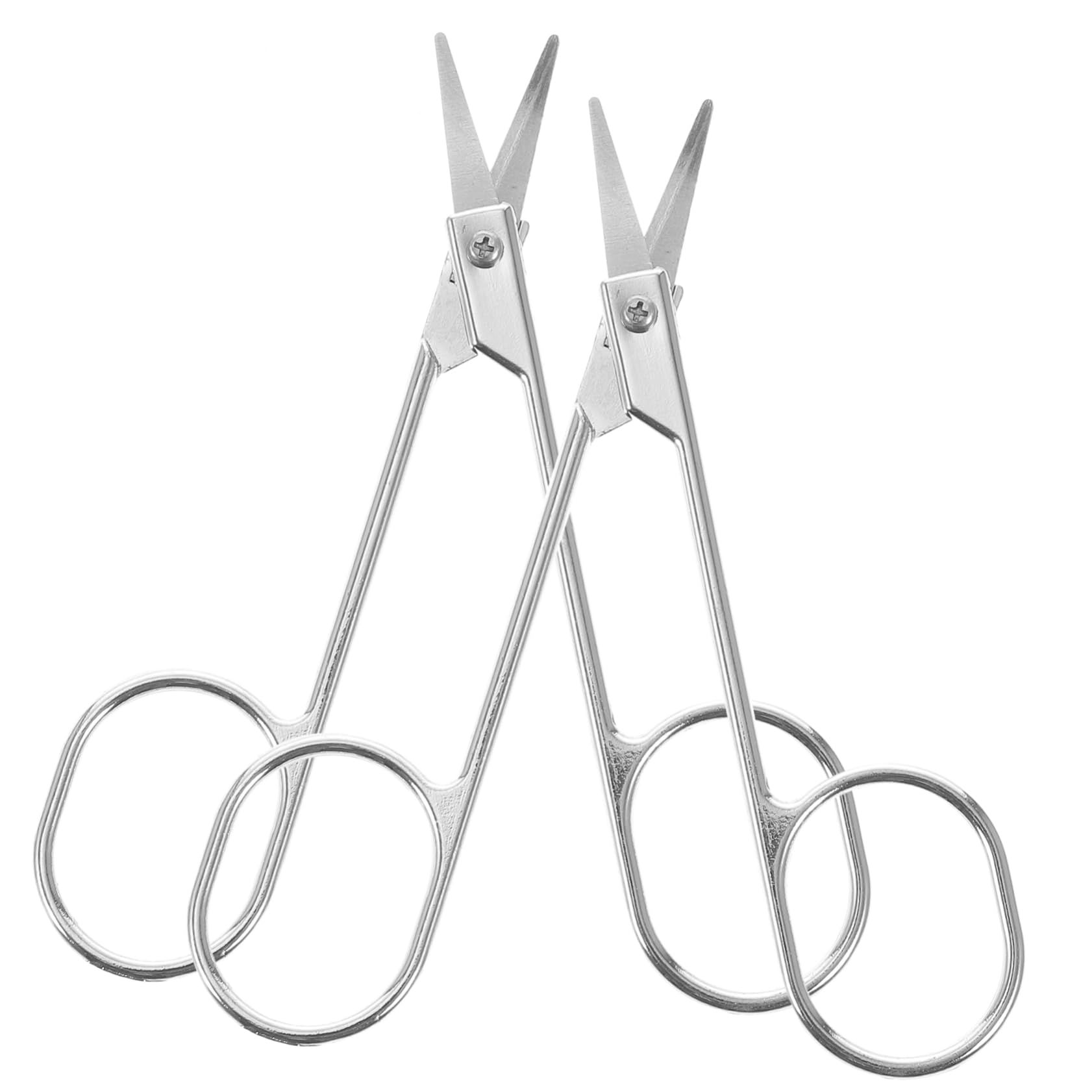 Ipetboom 6pcs Stainless Steel Eyebrow Scissors Durable Vibrissa Scissors for Precise Eyebrow Shaping Easy to Use and Clean for Women Silver Finish