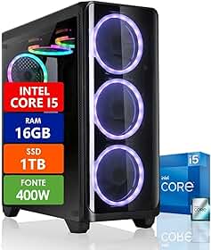 PC Gamer Intel Core i5 16GB SSD 1TB Placa de Vídeo RX 580 8GB 256 Bits Fonte 400W Real Strong Tech