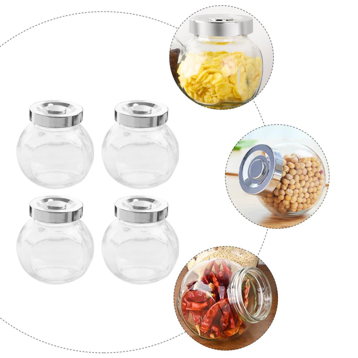 Tarros de Cristal Herméticos para Almacenar Cereales y Alimentos Juego de 8 Recipientes Ligeros y Transparentes para Cocina