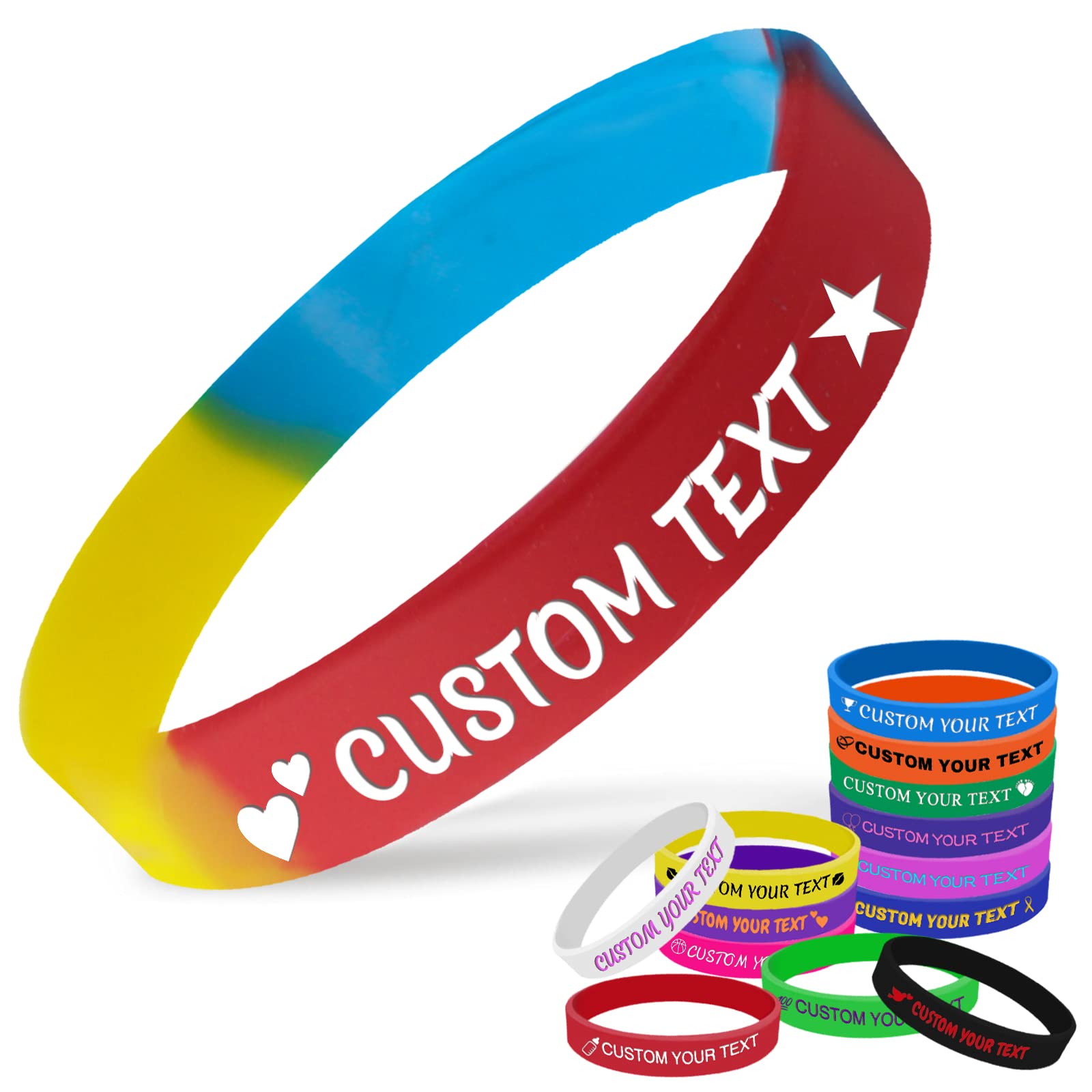 Aolun Personalised Silicone Wristbands Custom Engraved Rubber Bracelets Customised Wristbands with Text for Events, Gifts(30 50 100 200 pack) — image 1