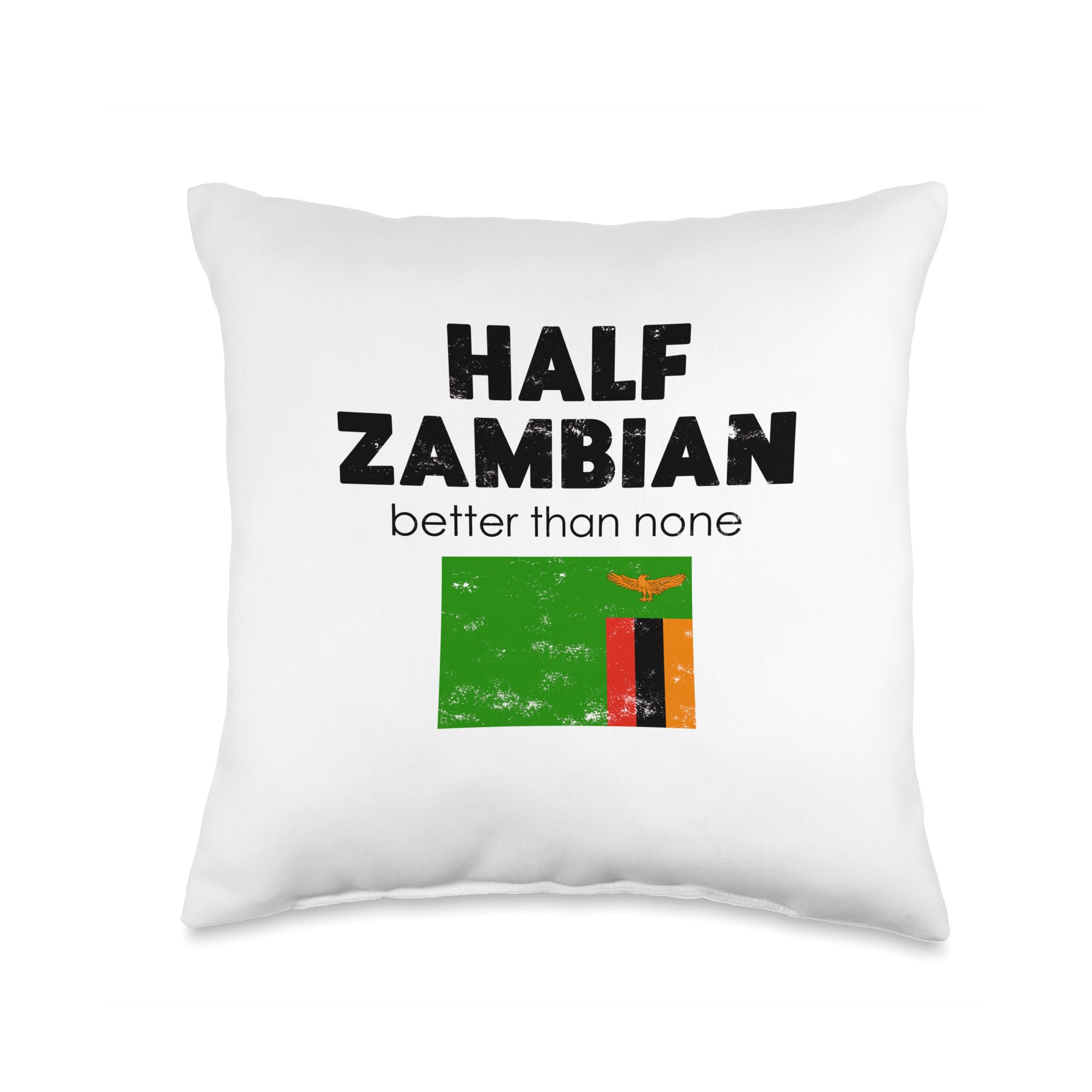 Womens Zambia Zambian African Half American Black Heritage Throw Pillow, 16x16, Multicolor