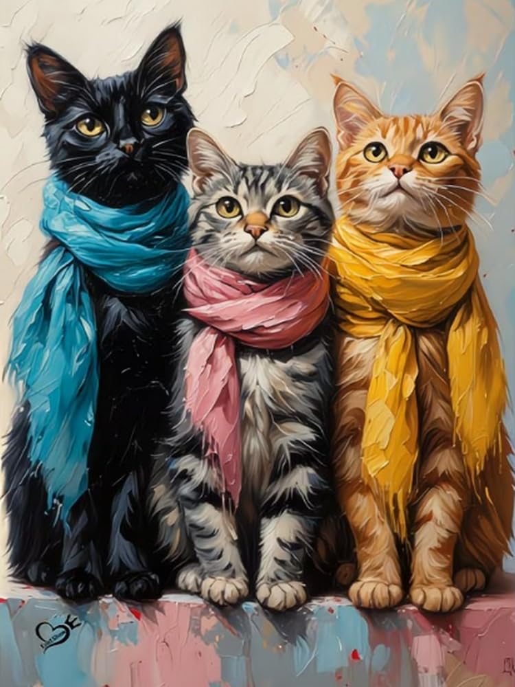 Weiniuniu Cross Stitch Kits for Adults Animals: Cats 11CT Pre Printed Stamped Beginners Cross-Stitch Kit DIY Embroidery Kit Home Decor-40X50 cm