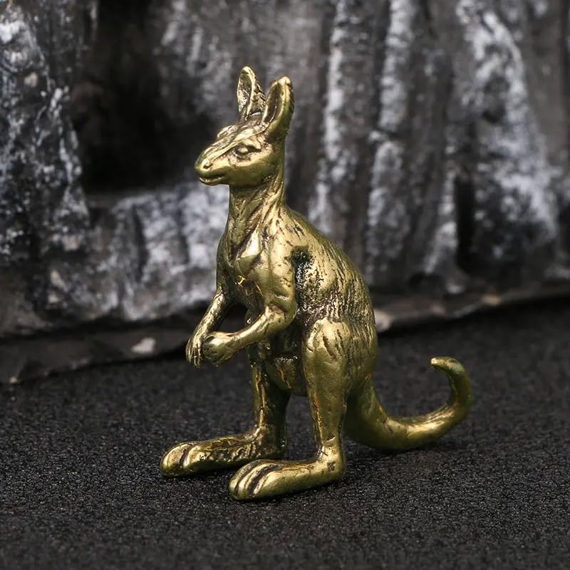 Figuritas mini canguro vintage de latón, set 3 piezas miniatura 6