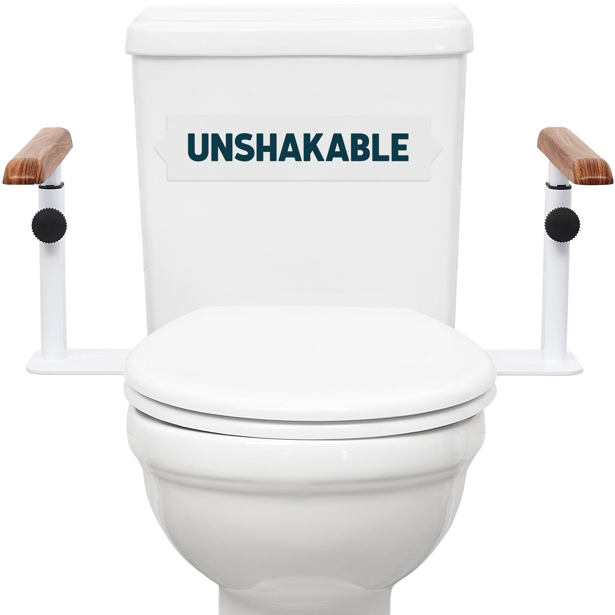 Lunderg Toilet Safety Rails for Seniors - Easy Installation & Super Sturdy Grab Bars Arms - Non-Bulky & Elegant Handicap Toilet Safety Frame - Seat Handles for Elderly, Disabled or Mobility Issues