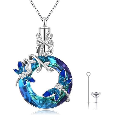 Dragonfly/Tree of Life/Angel Wings/Paw Print Cremation Jewelry for Ashes 925 Sterli...