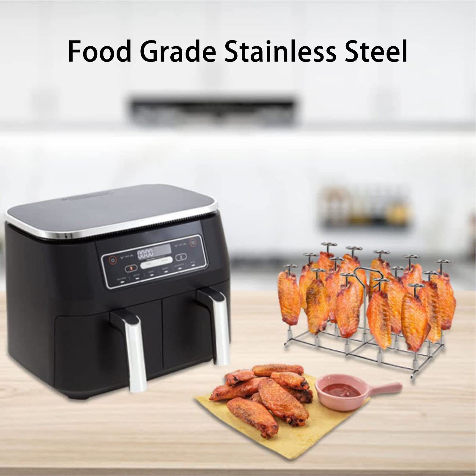Supporto Per Spiedini In Acciaio Inox Per Friggitrice Foodi 8QT – 15 Spiedini Riutilizzabili, Per Barbecue E Festa