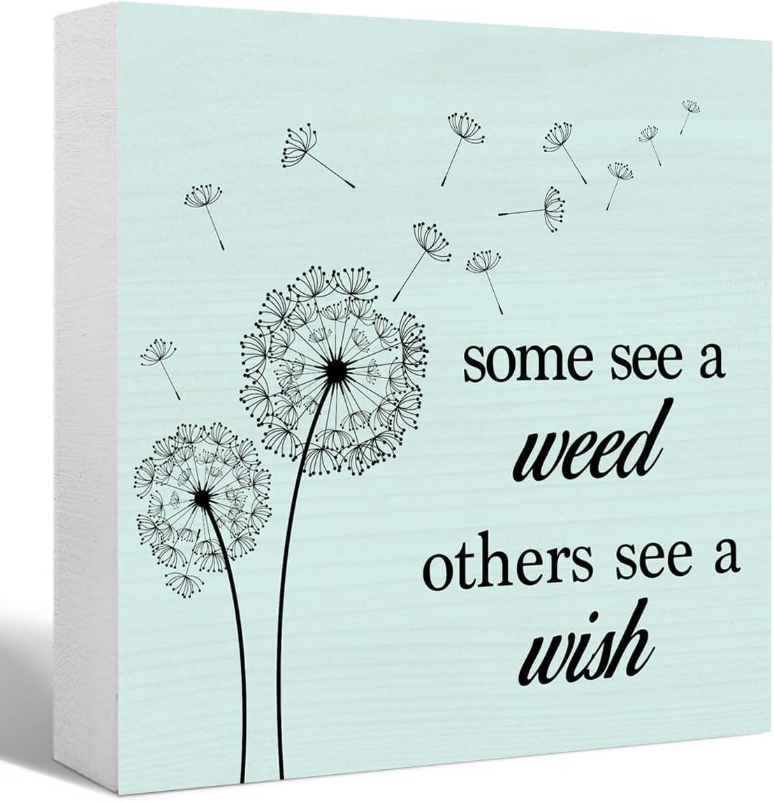 Dandelion Quote Box Sign 5x5 Inch Rustic Wood Farmhouse Decor