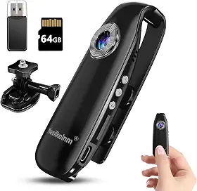 Meoilkolnm Mini Câmera Corporal Com Gravação De Áudio E Vídeo 1080P 64 Gb, Gravador De Vídeo Com Detecção De Movimento, Filmadora Pov Vestível Com Bolso Magnético, Dv Portátil Para Ciclismo, Animais