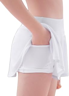 Girls Tennis Skirts UPF 50+ Girls Skorts with Pockets Flowy Swim Skirt Size 7-14 Years