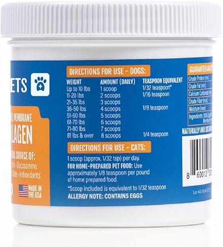 Miniatura 5 de Colágeno de membrana de cáscara de huevo para perros, no gelatina y sin médula ósea, polvo de colágeno para perros de alta calidad natural de