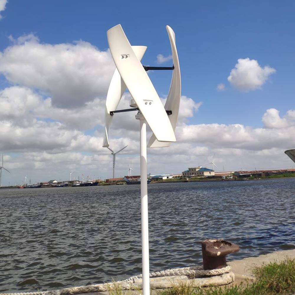 800W Windkraftanlage vertikal 12V 24V 48V Windturbine 3 Phasen-Achsen Maglev Windräder stromerzeugung Heimgebrauch Windgenerator mit Laderegler (24V, Weiß)