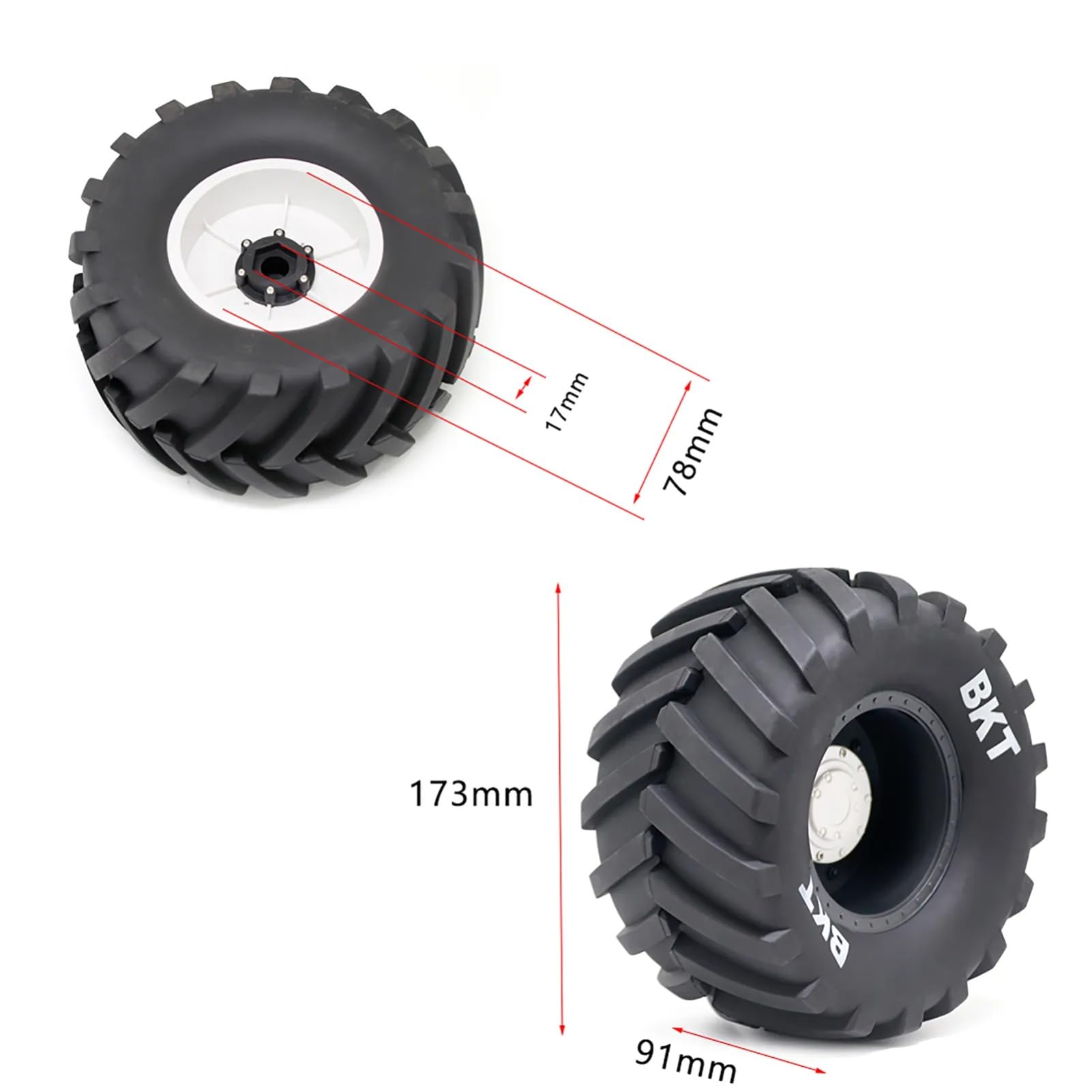 ☆ロッシ LST モンスタートラック 1/8用 タイヤ＆ホイール 1台分 Amazon | Chanmoo 1/8 RC モンスタートラックタイヤと17mm 六角