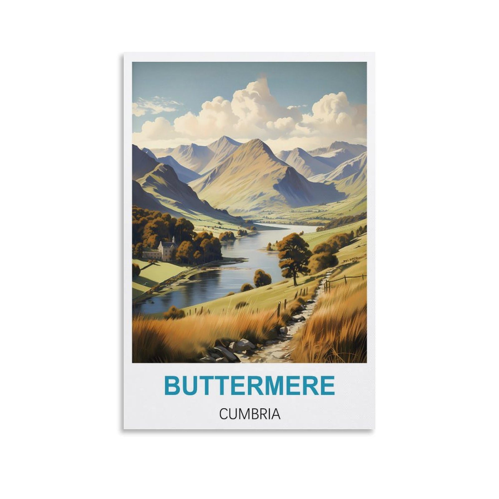 EZMLFA DIY Diamond Painting,Buttermere Cumbrias 5D Diamond Art DIY Cross Stitch Crystal Rhinestone Embroidery Pictures Craft for Home Wall 50x60cm