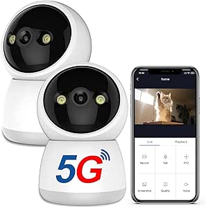 Indoor Pet Camera 2K HD Home Security Camera with Night Vision, 2.4GHZ & 5GHz WiFi Camera Motion Detection & Tracking for Dog Cat Camera with APP, 2 Way Audio Camera asin的图片