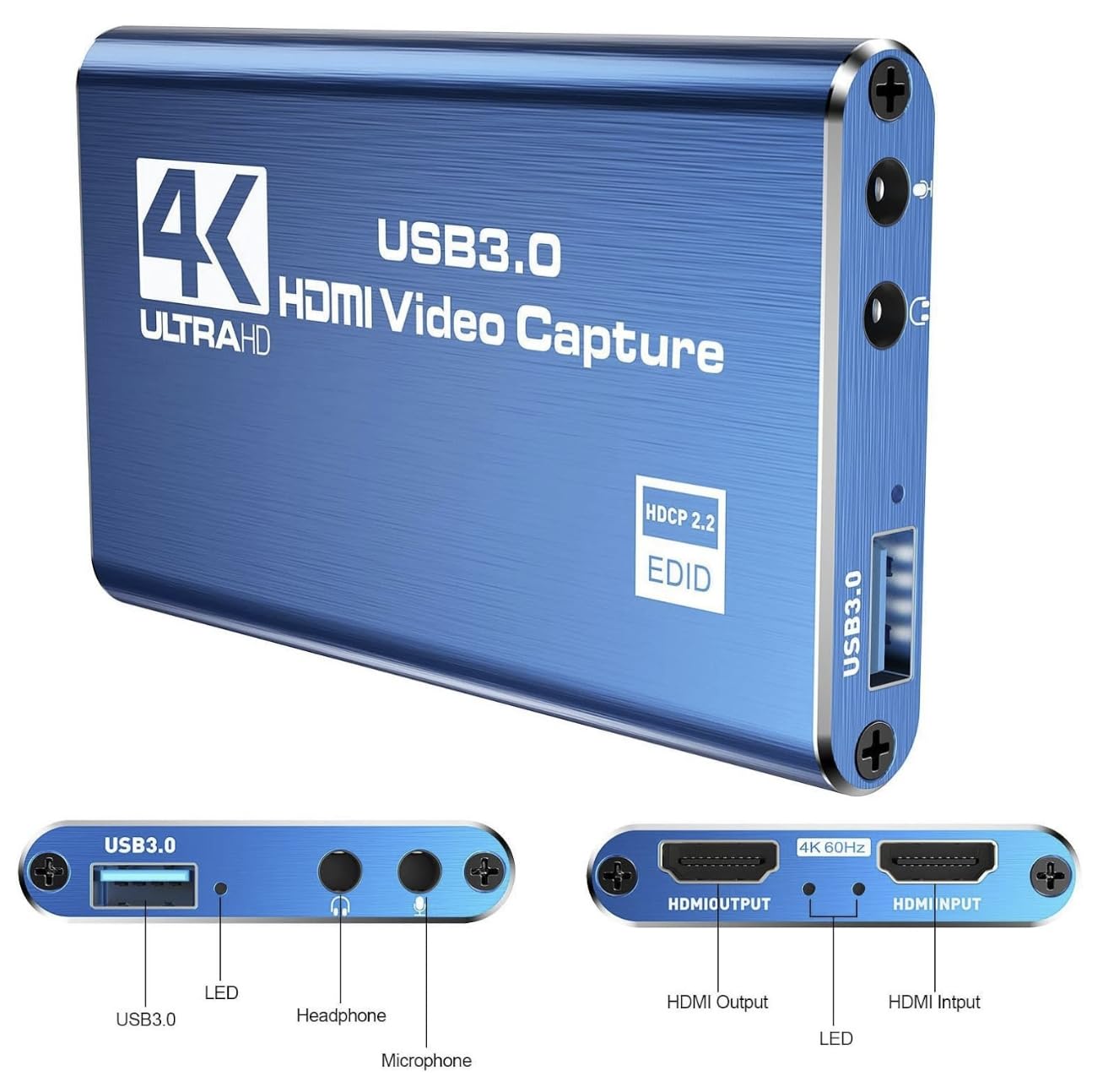 Tarjeta de captura 4K HDMI a USB 3.0, 1080P 60FPS, tarjeta de captura de audio y video para tarjeta de captura de juegos, Nintendo Switch, transmisión funciona con PS4/PS5/PC/OBS/cámara/Xbox