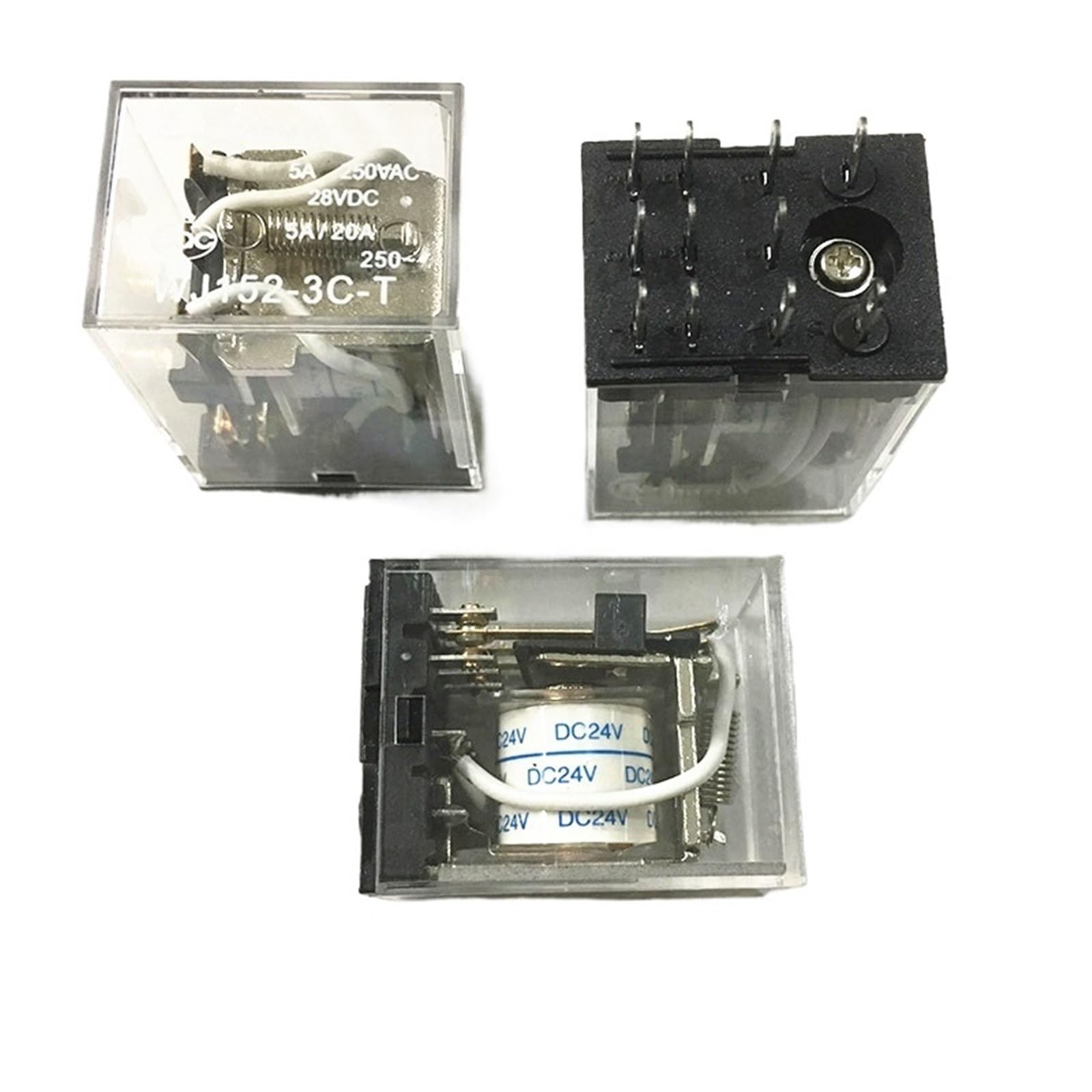 Relé WJ152-3C-T para solucionar fallos en circuitos de 24V reemplazando el modelo MY3N-J de 5A