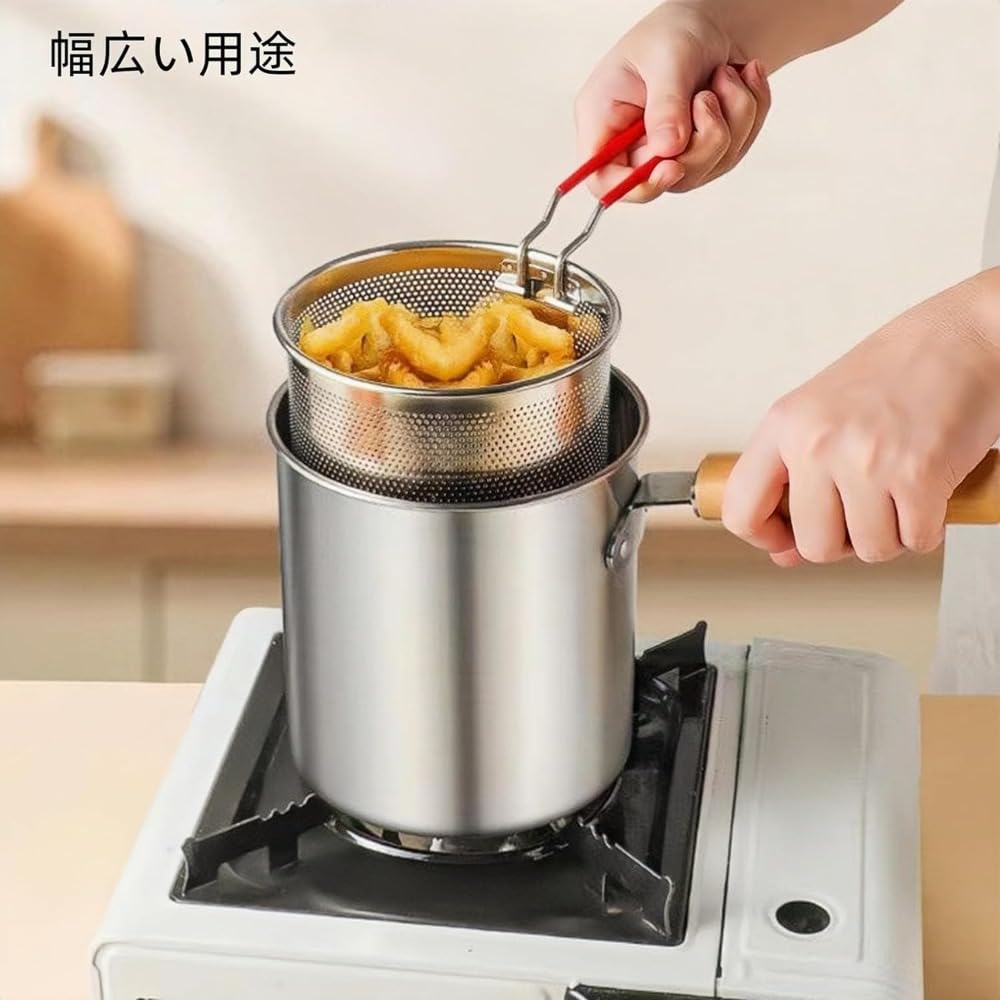 ステンレス 揚げ物鍋 フライバスケット付き Amazon｜揚げ鍋 天ぷら鍋 揚げ物用鍋 小さい深型ステンレス製