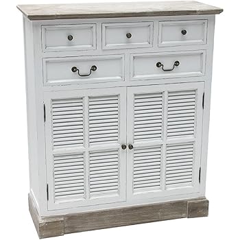 Elbmobel Kommode Schrank 94x38x28cm Mit Schubladen Weiss Landhaus