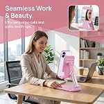 Phone Stand for Desk Cell Phone Holder Stands for iphones, Sakura Pink | Mini, Cute, Portable, Fully Foldable, Under 8" Devices, All Smart phones, Office Accessories
