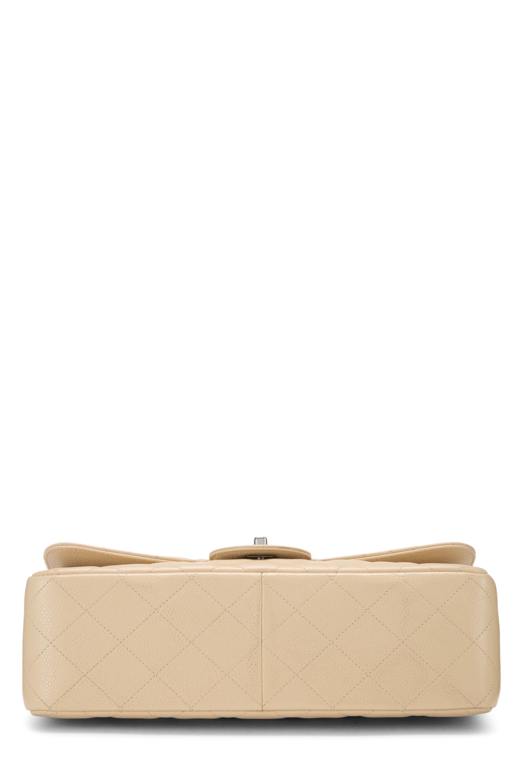 Chanel, Pre-Loved Beige Quilted Caviar New Classic Double Flap Jumbo, Beige