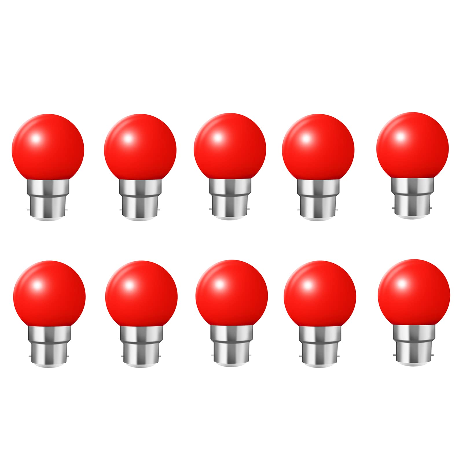 B22 LED Bulb 2W Equivalent 20W Colored Red Bayonet G45 Mini Globe Bulb for Outdoor Terrace Christmas Garland, Pack of 10
