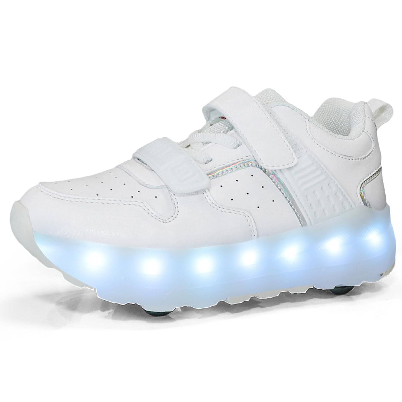 Zapatos de patinaje con ruedas infantiles con luz led blanca y suela deportiva de skateboard