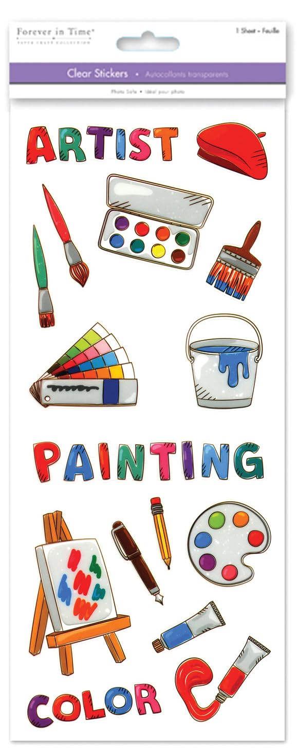 Artist Stickers - Clear Stickers for School Memory Book k-12 Scrapbook Stickers for Scrapbooking School Stickers for Scrapbooking School Scrapbook Stickers 17 Pc